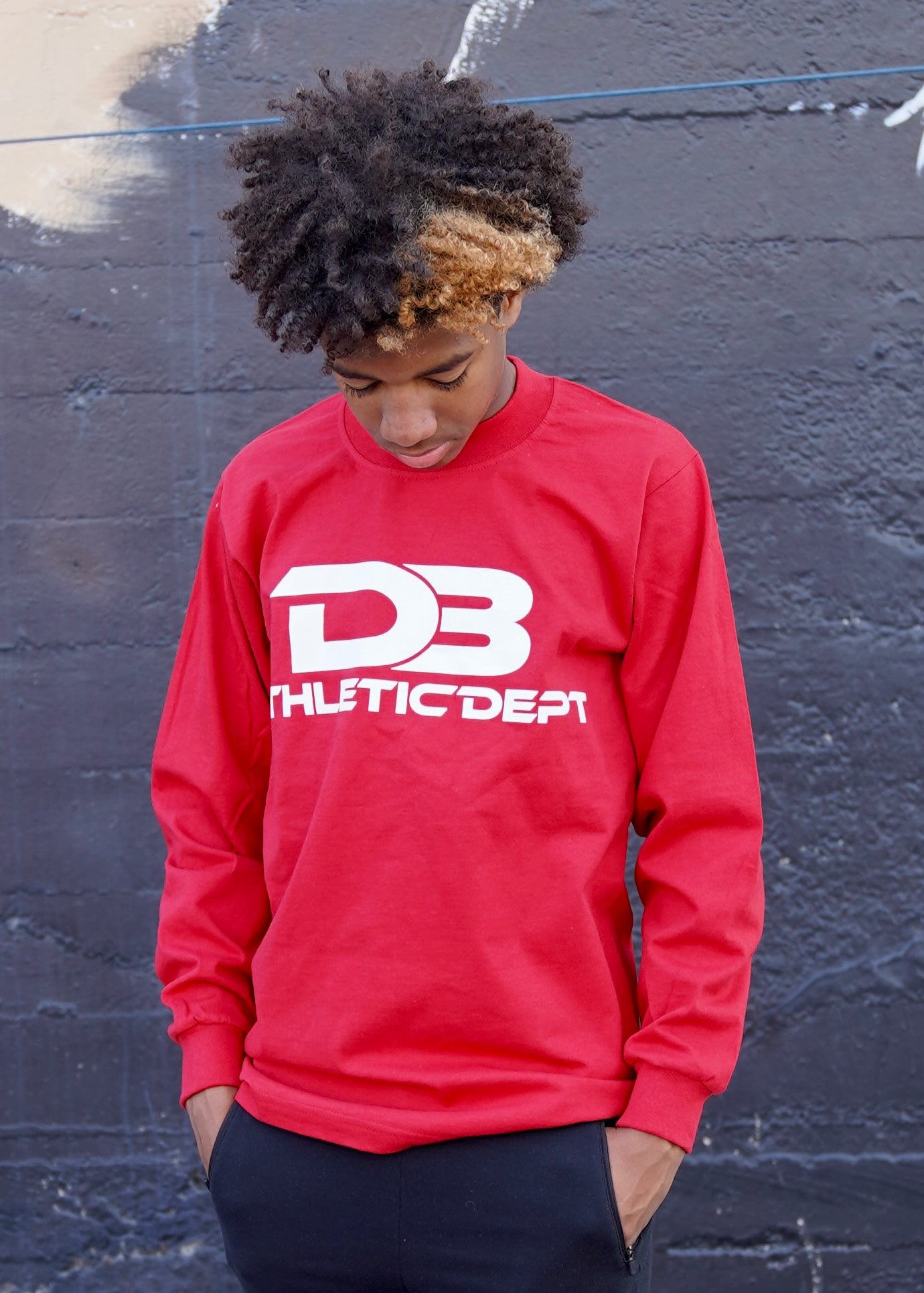 D3 Bold Designer Weight Long Sleeve T - RED